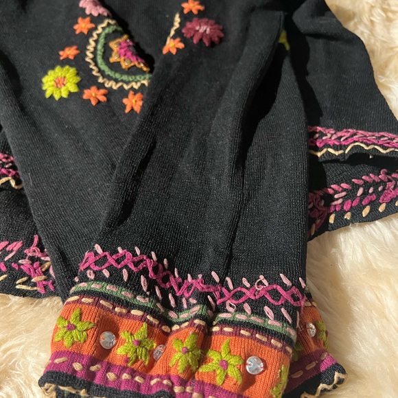 Double D Ranch embroidered rhinestone studs boho sweater cardigan floral hippie - Picture 9 of 12